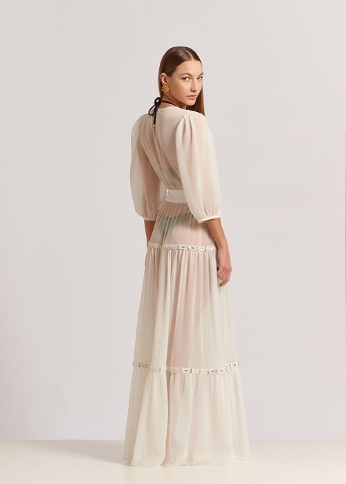 Saida De Praia Longa Bordada - Off White