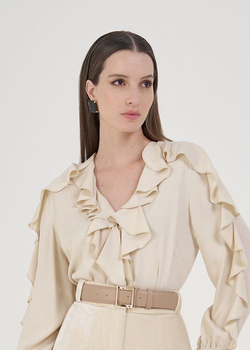 Cinto De Couro Com Fivela Lore - Nude