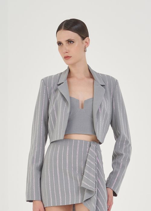 Blazer Cropped Nightlight - Cinza