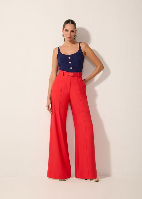 Calça Wide Leg Cinto Sense Essencials - Passion