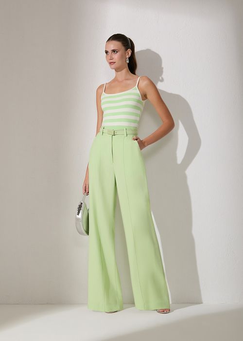 Calça Wide Leg Cinto Sense Essencials - Menta