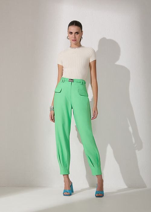 Calça Carrot Cinto Alfaiataria Visco - Summer Green