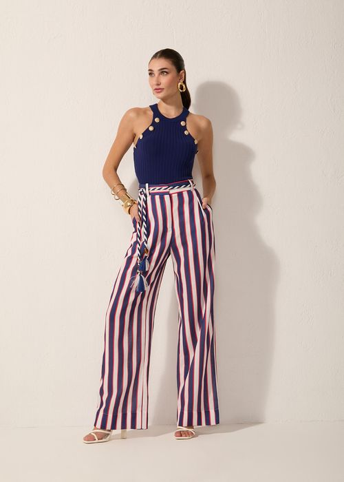 Calça Wide Leg Estampa Riviera - Unica