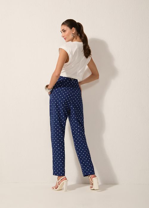 Calça Cenoura Visco Poá - Navy