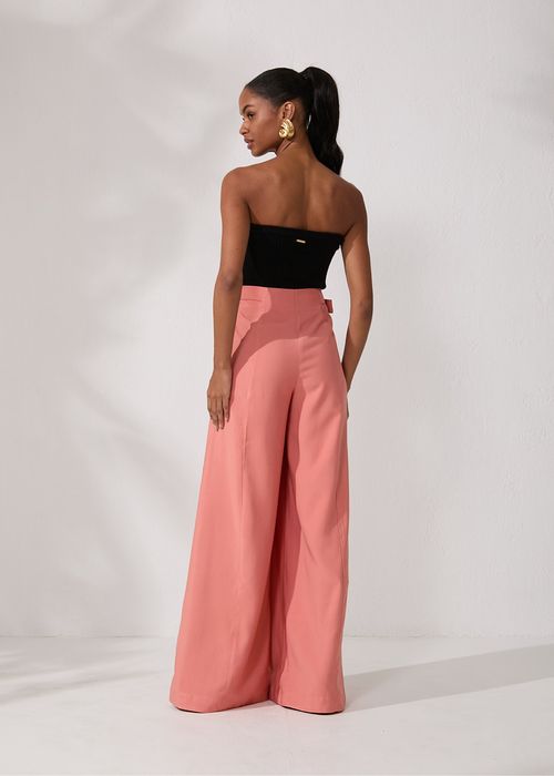 Calça Palazzo Visco Twill - Rose