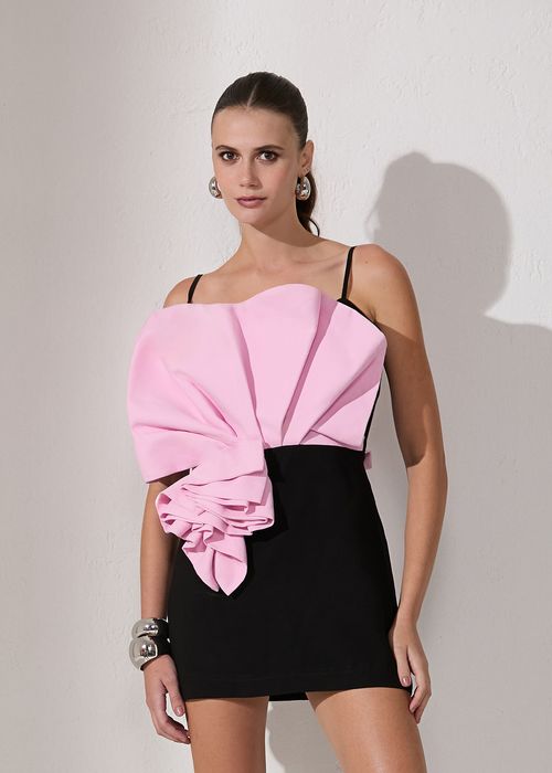 Vestido Curto Volumes Visco Duo - Unica