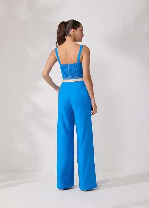 Conjunto Cropped Wide Leg Sense Essencials - Real Blue