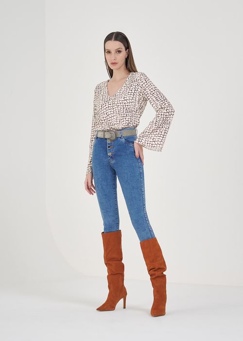Calça Botões Skinny Jeans - Jeans