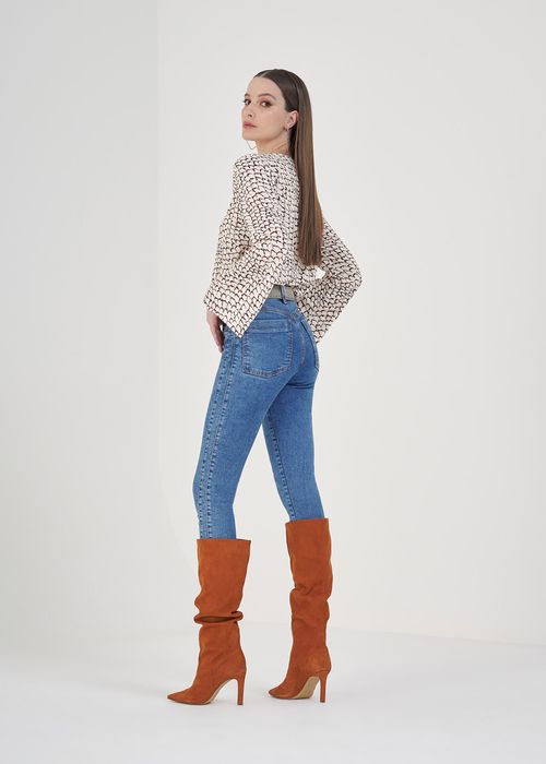 Calça Botões Skinny Jeans - Jeans
