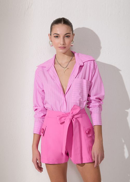 Short Maxi Botões Visco Candy - Baby Pink