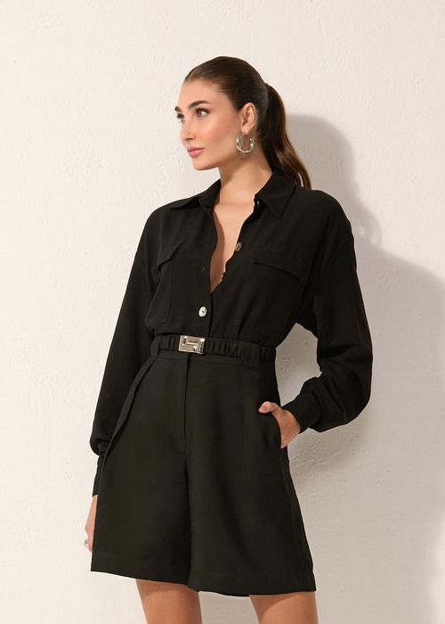 Bermuda Alfaiataria Cinto Power Visco - Preto
