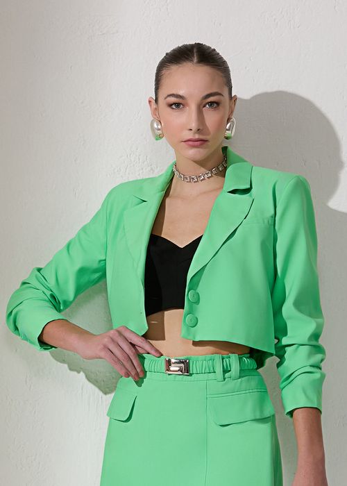 Blazer Cropped Alfaiataria Visco - Summer Green