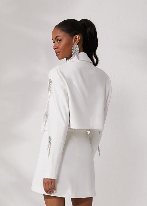 Blazer Cropped Crystal Dots - Off White