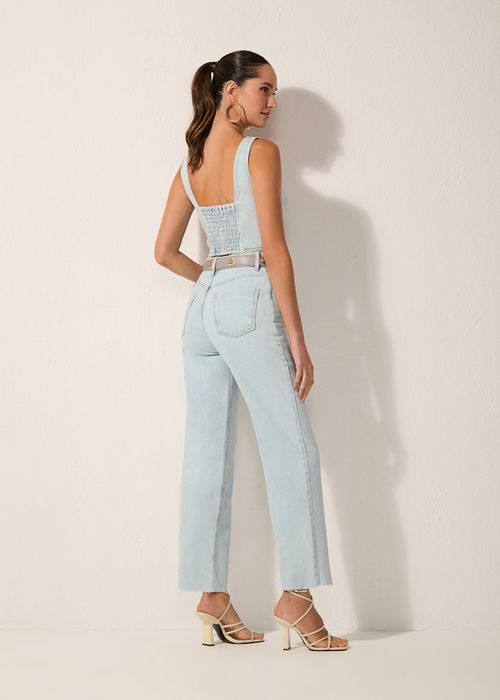 Calça Reta Jeans Claro - Jeans Claro