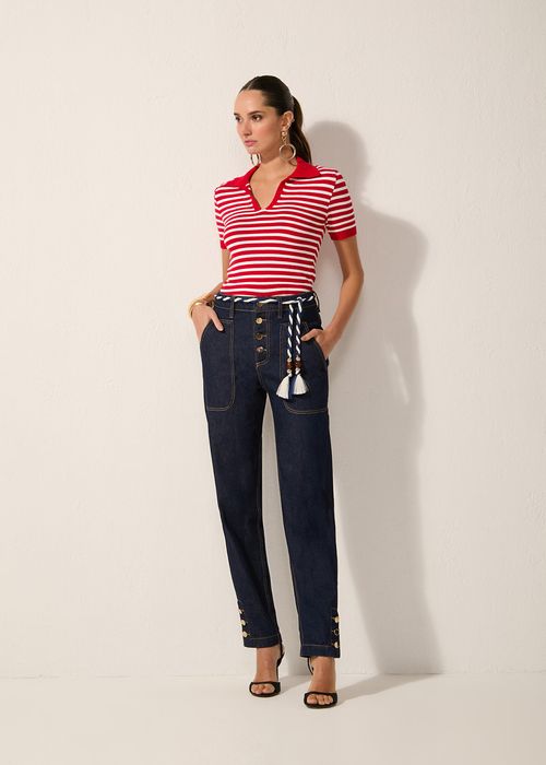 Calça Cordão Jeans Nautical - Jeans Escuro