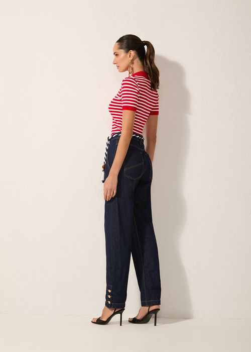 Calça Cordão Jeans Nautical - Jeans Escuro