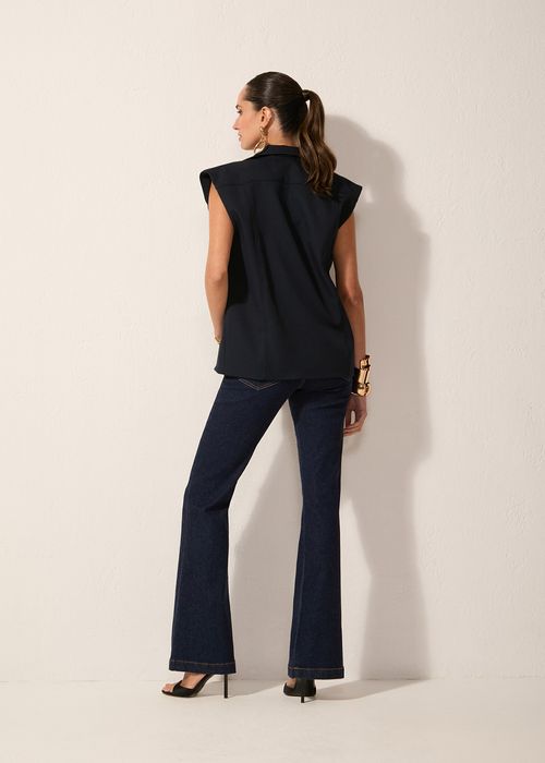 Calça Boot Cut Jeans Nautical - Jeans Escuro