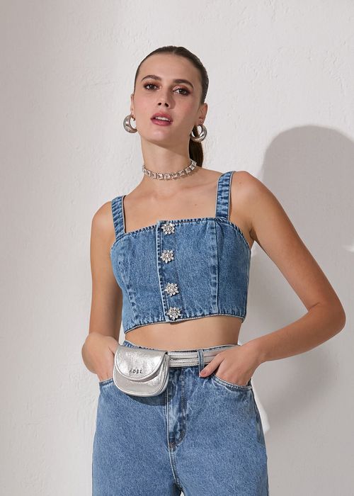 Top Cropped Jeans Stripped - Jeans