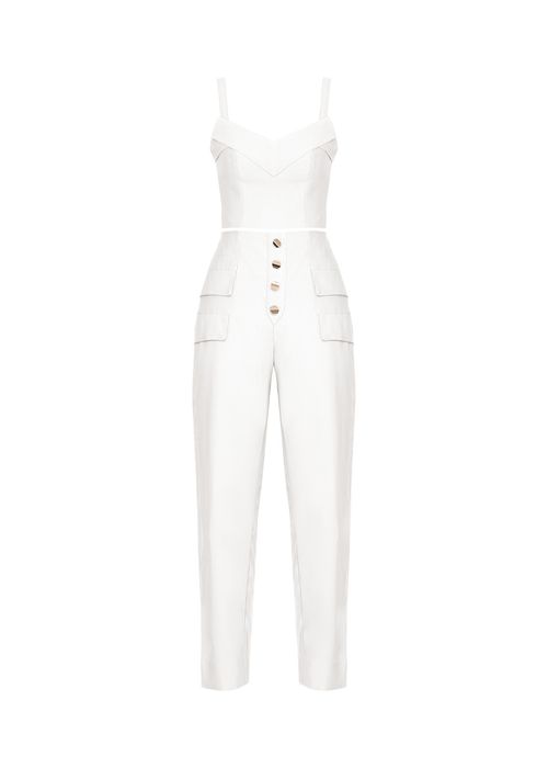 Conjunto Cropped Calça Visco Twill - Off White