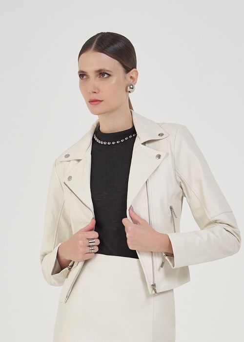 Jaqueta Perfecto Couro - Off White