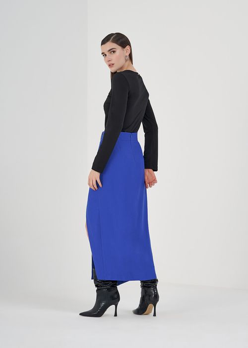 Saia Midi Trespassada Alfaiataria Trend - Roxo
