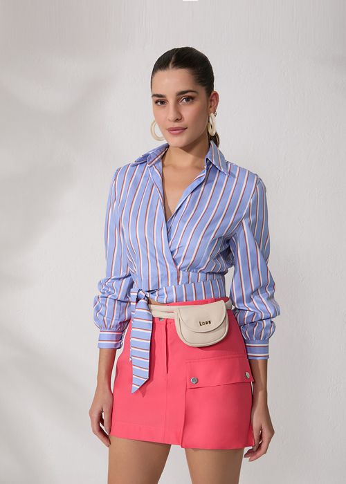 Saia Curta Cargo Visco Casual - Coral