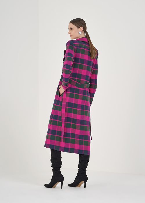 Maxi Casaco Fashion Plaid - Pink