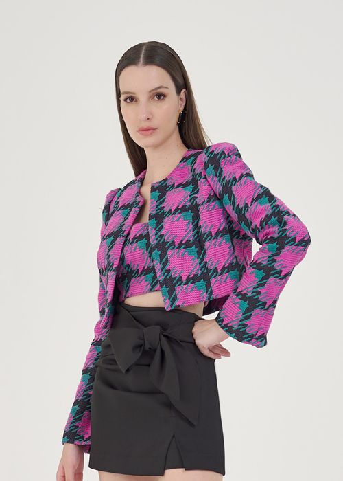 Casaco Cropped Tweed Authentic - Pink