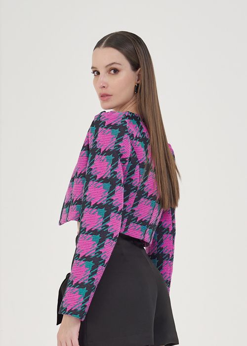 Casaco Cropped Tweed Authentic - Pink