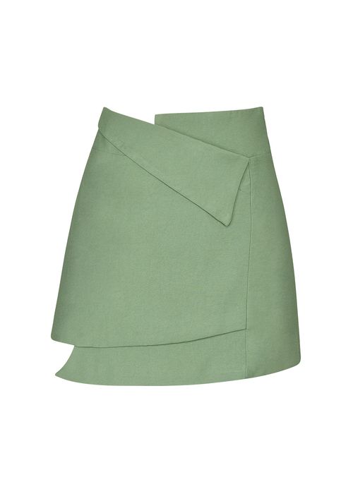 Mini Saia Assimétrica Alfaiataria Visco - Oliva