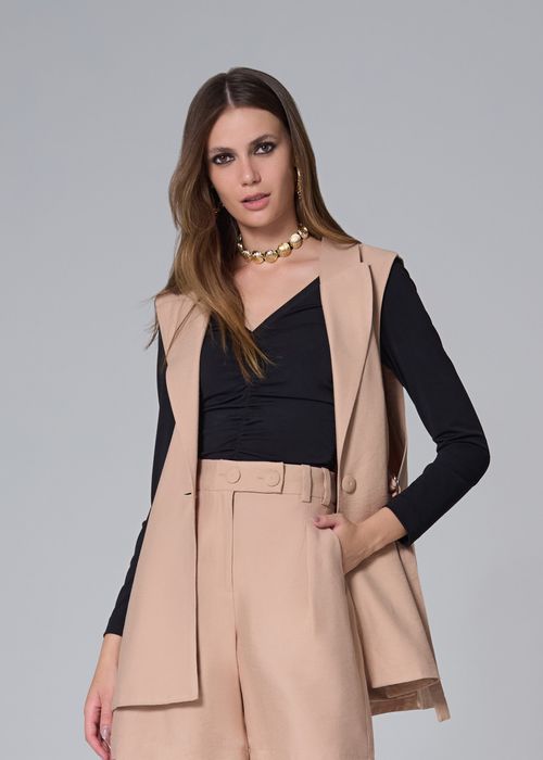 Maxi Colete Visco Casual - Capuccino