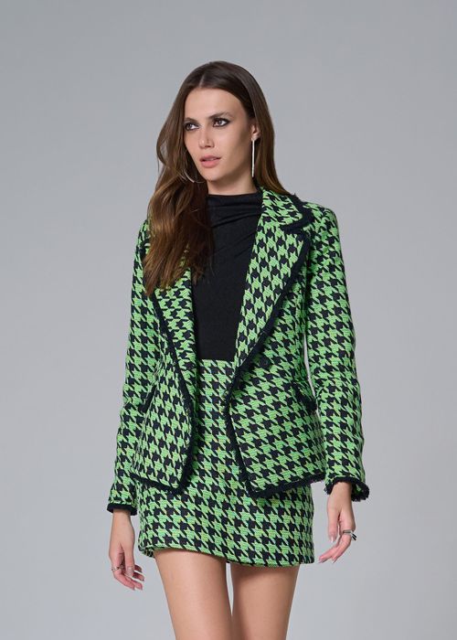 Short Saia Tweed Pied Poule - Verde