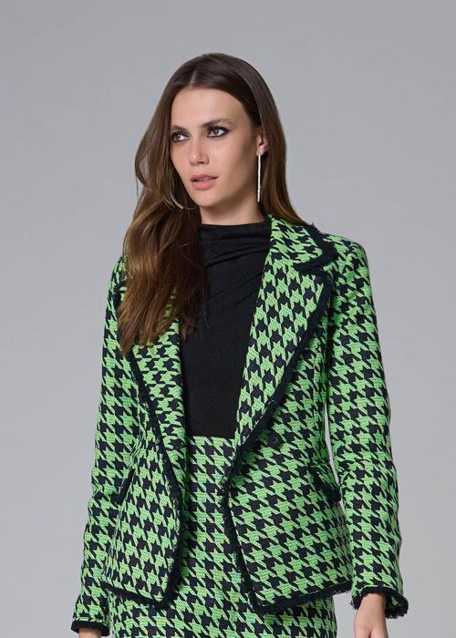 Blazer Tweed Pied Poule - Verde
