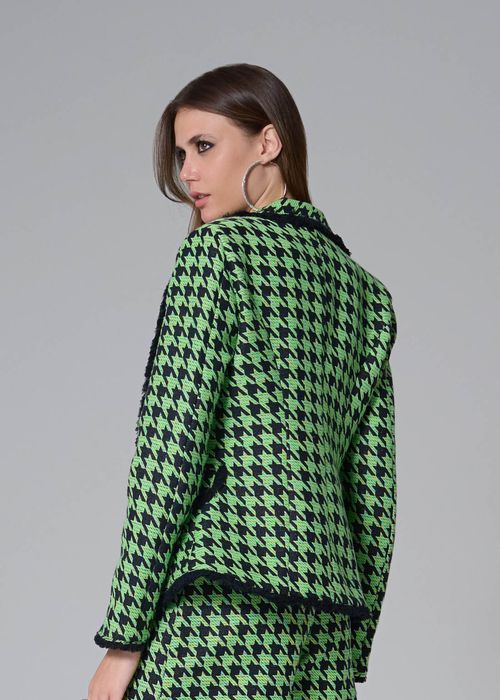 Blazer Tweed Pied Poule - Verde