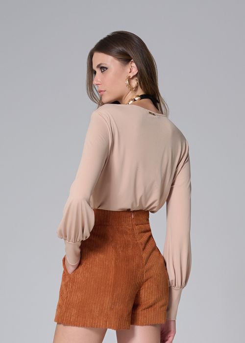 Short Saia Veludo Cotelê - Doce De Leite