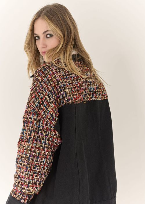 Jaqueta Maxi Tweed Black Denim - Black Jeans