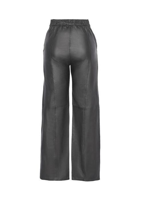 Calça Wide Leg Couro - Preto