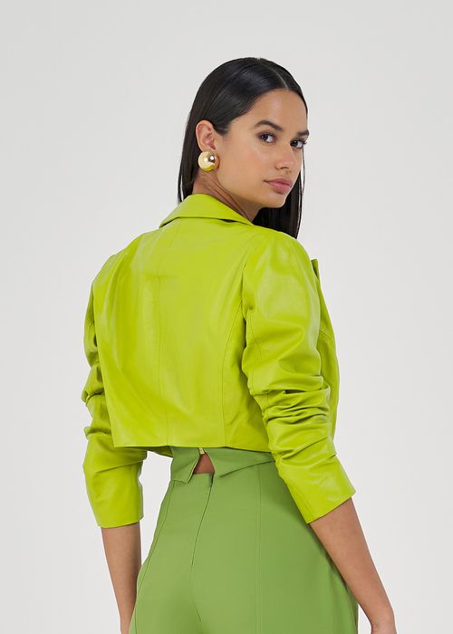 Blazer Cropped Couro - Pistache
