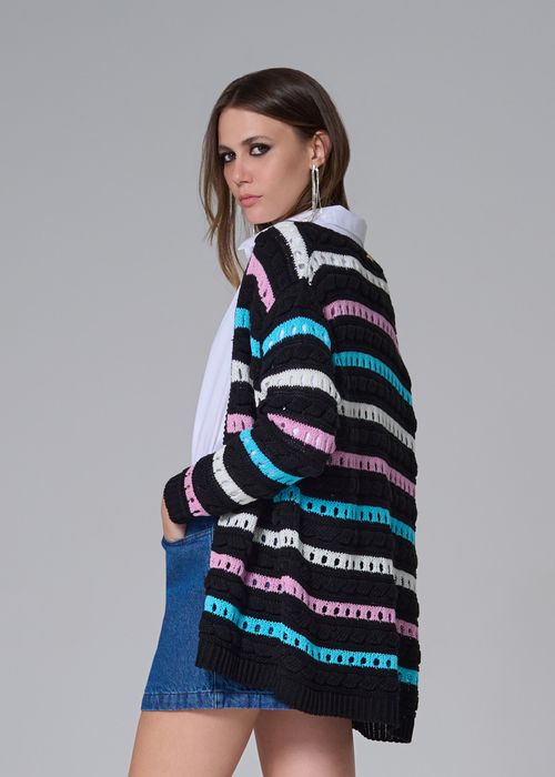 Casaco Tricot Texture - Colorido