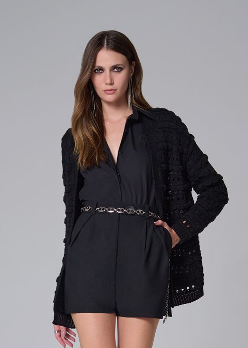 Casaco Tricot Texture - Preto