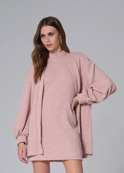 Maxi Casaco Tricot Jacquard - Capuccino