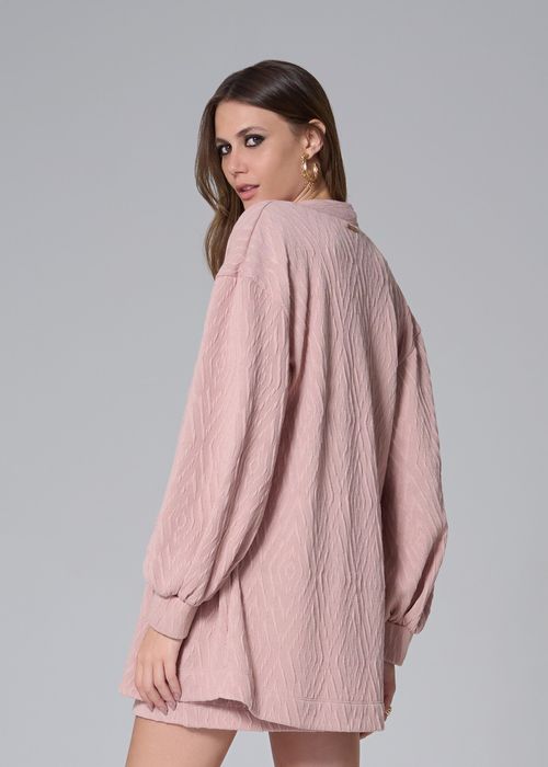 Maxi Casaco Tricot Jacquard - Capuccino