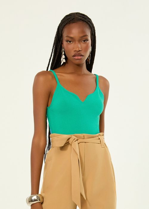 Blusa De Tricot Com Decode V Ondulado - Energy Green
