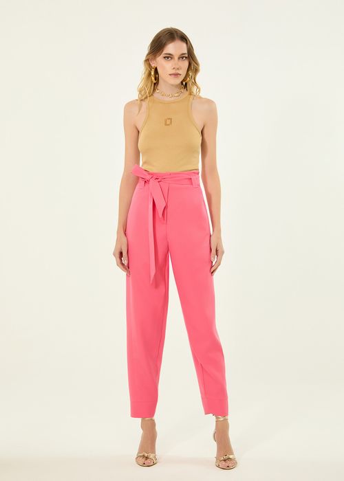 Calça Cenoura Alfaiataria Twill - Coral
