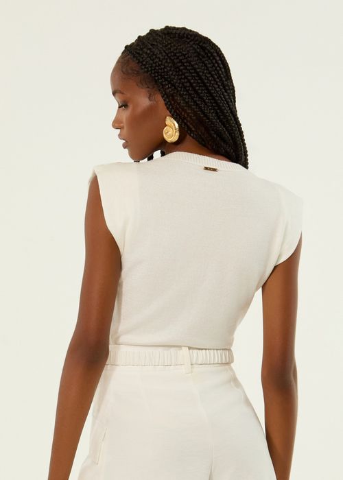 Blusa Cropped Mucle Tee - Off White