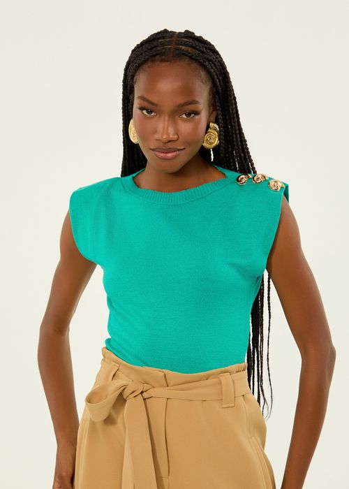 Blusa Cropped Mucle Tee - Pool Blue
