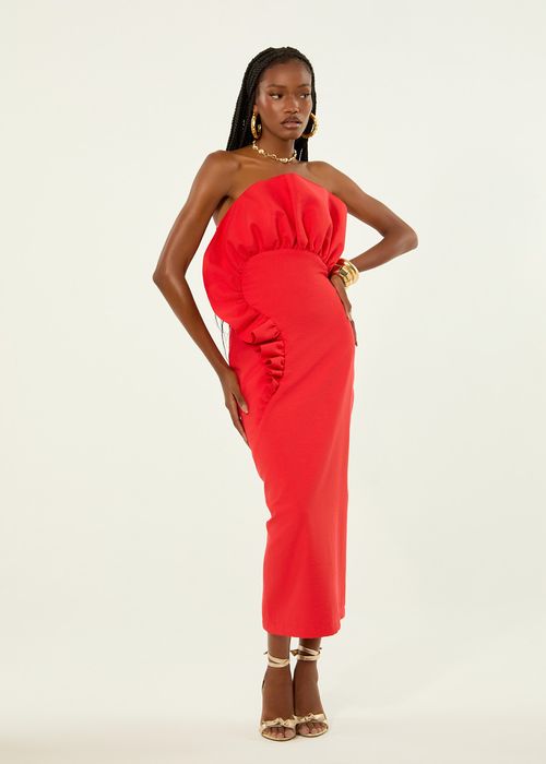 Vestido Midi Alfaiataria Babado - Passion