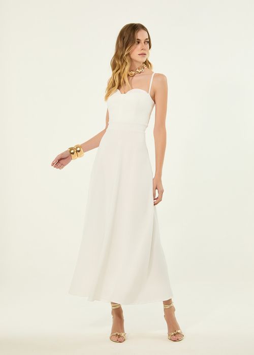 Vestido Midi Corset Linen Look - Off White