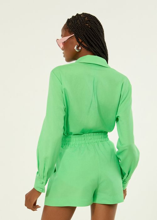 Conjunto Camisa E Short Linen Greco - Summer Green
