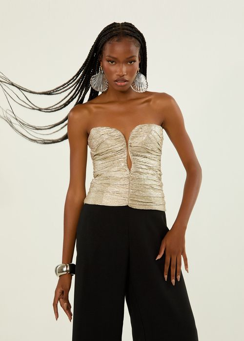 Corset De Malha Texturizada - Prata